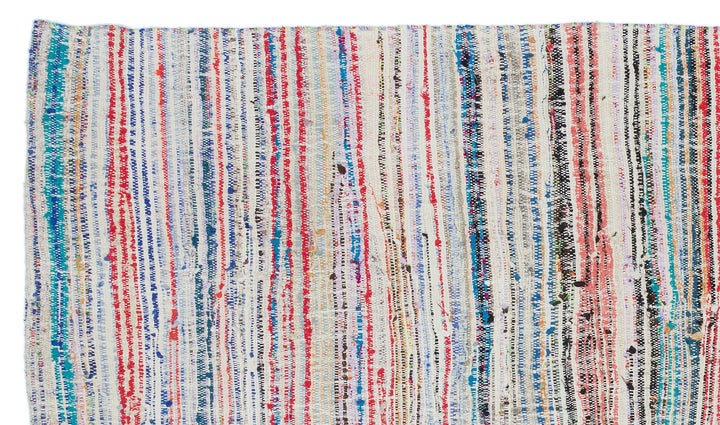 Cretan White Striped Wool Hand-Woven Carpet 140 x 235