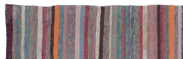 Cretan Purple Striped Wool Hand-Woven Carpet 074 x 246