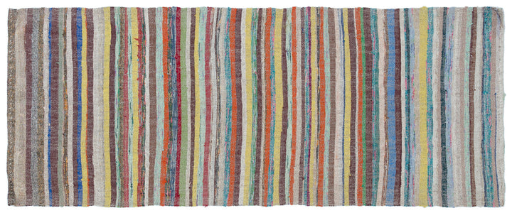 Cretan Beige Striped Wool Hand-Woven Carpet 100 x 237