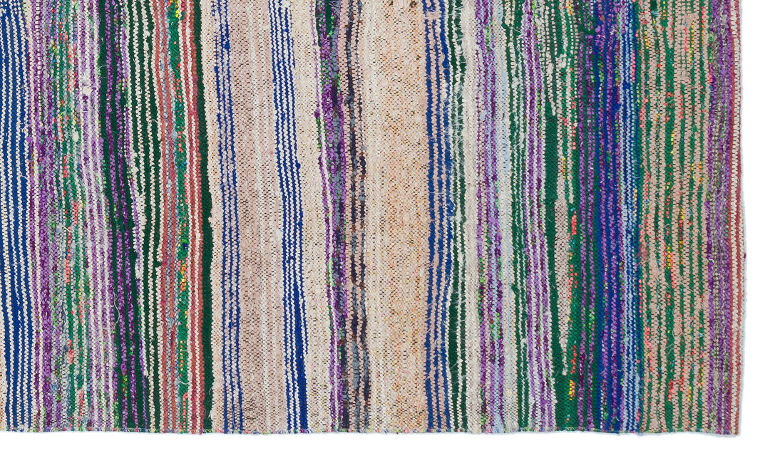 Cretan Gray Striped Wool Hand-Woven Carpet 140 x 242