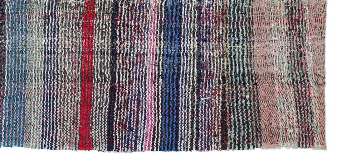 Cretan Beige Striped Wool Hand-Woven Carpet 149 x 313