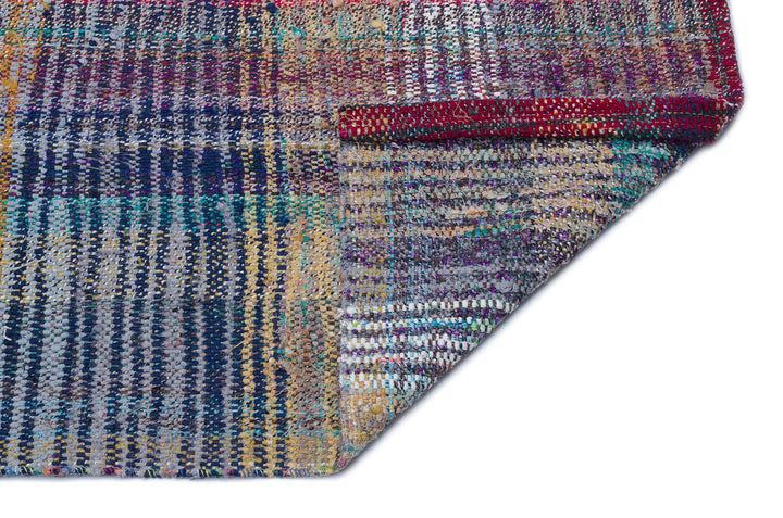 Cretan Gray Striped Wool Hand Woven Carpet 105 x 310