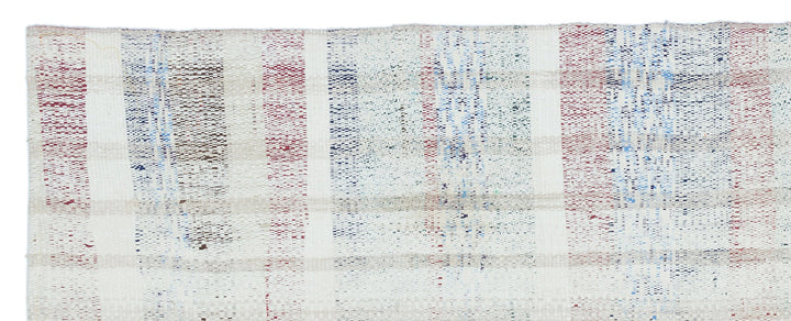 Cretan Beige Striped Wool Hand Woven Carpet 090 x 230