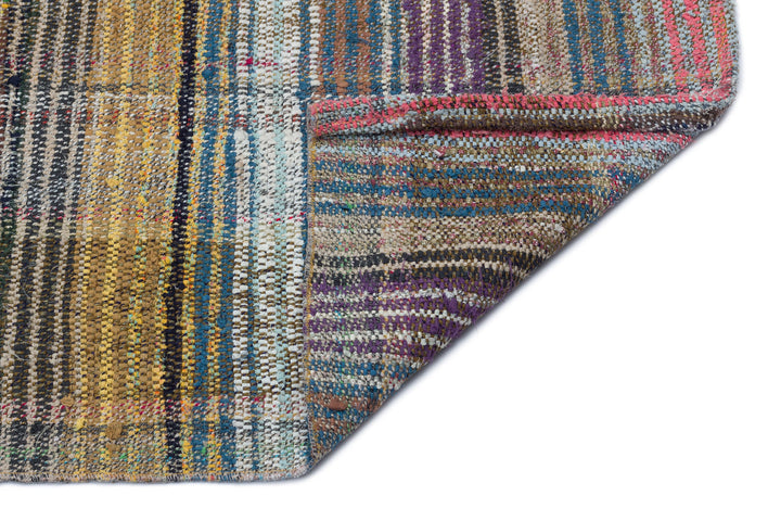Cretan Beige Striped Wool Hand-Woven Carpet 155 x 340