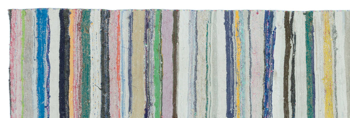 Cretan Beige Striped Wool Hand-Woven Rug 131 x 396