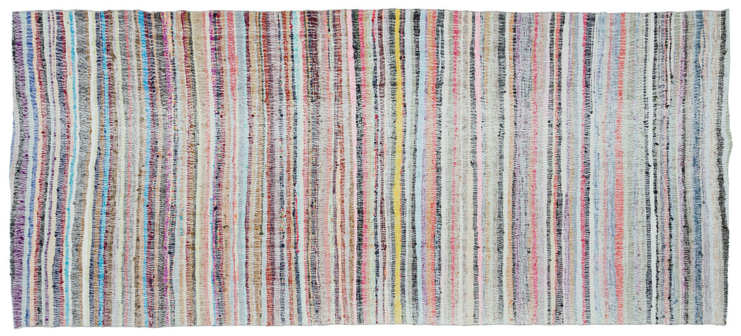 Cretan Beige Striped Wool Hand Woven Carpet 180 x 417