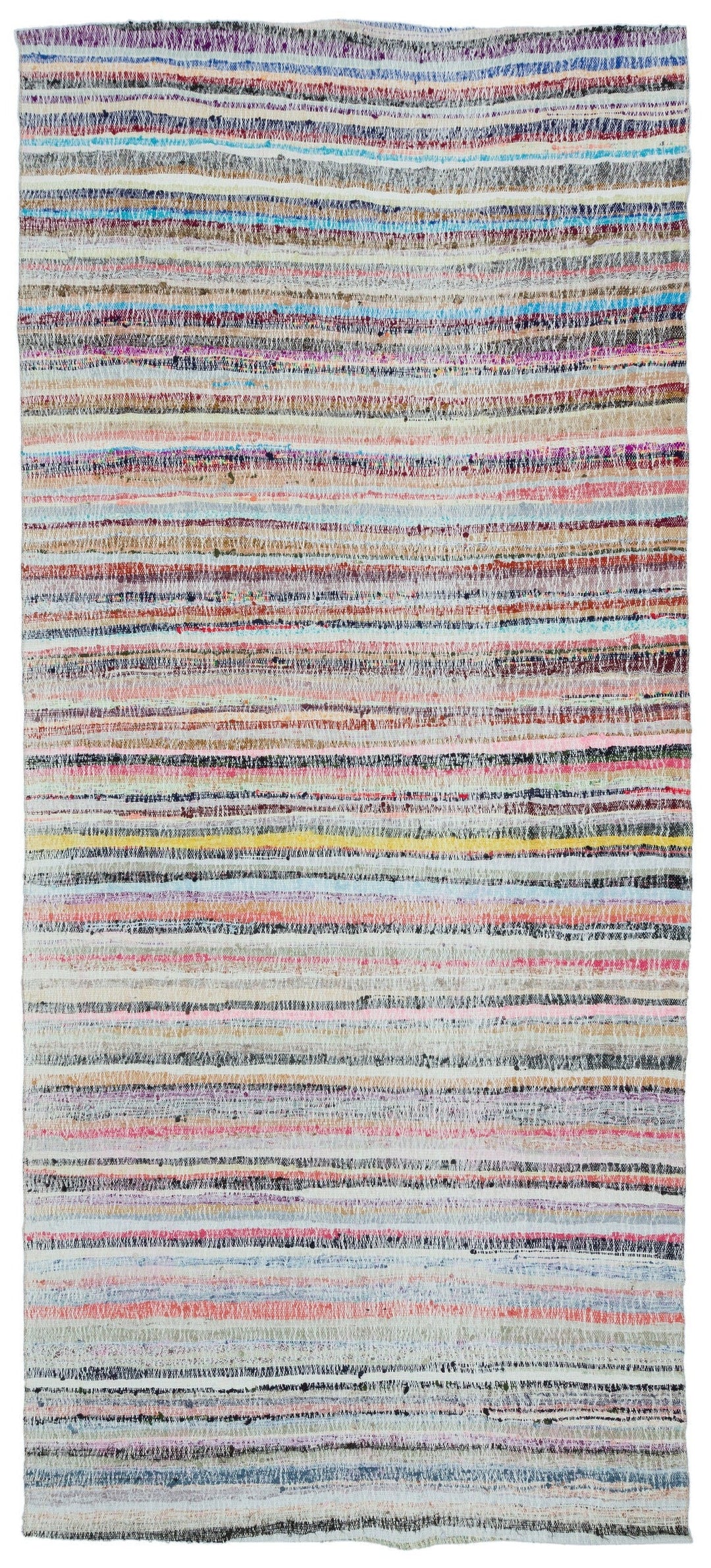 Cretan Beige Striped Wool Hand Woven Carpet 180 x 417