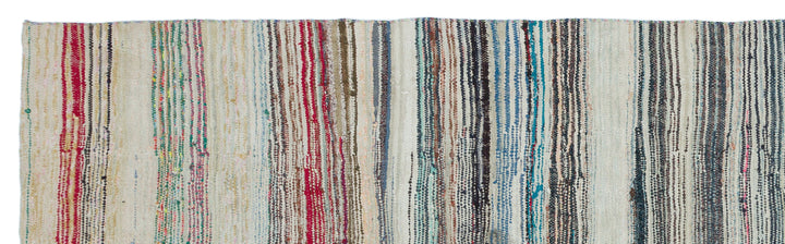 Cretan Beige Striped Wool Hand-Woven Carpet 119 x 421