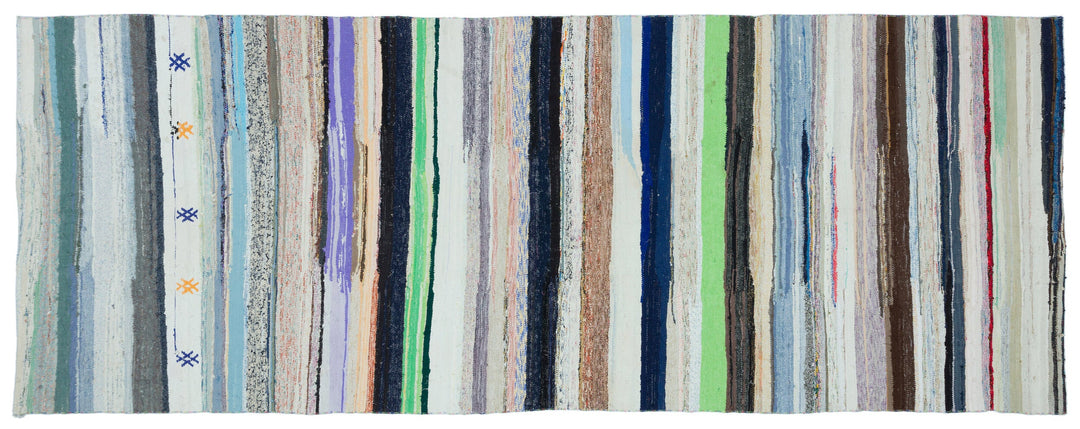 Cretan Beige Striped Wool Hand-Woven Carpet 164 x 435