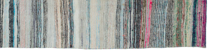 Cretan Beige Striped Wool Hand Woven Carpet 100 x 420