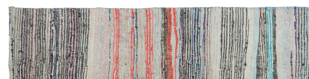 Cretan Beige Striped Wool Hand Woven Carpet 100 x 420