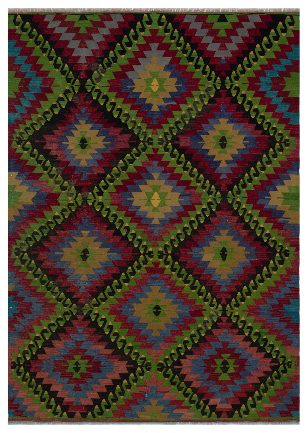 Cretan Brown Geometric Wool Hand Woven Carpet 190 x 267