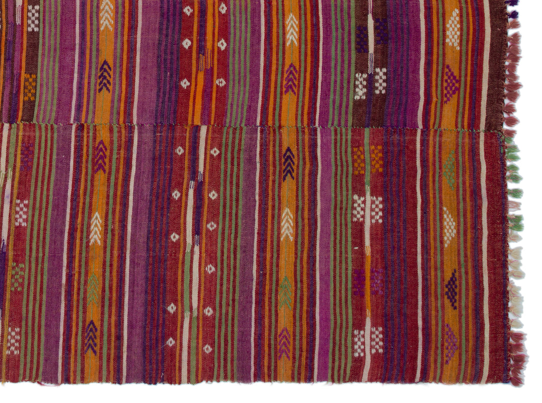 Cretan Brown Geometric Wool Hand-Woven Carpet 197 x 266