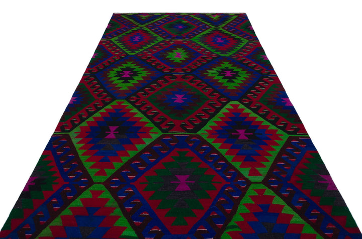 Cretan Brown Geometric Wool Hand-Woven Rug 174 x 337