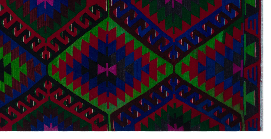 Cretan Brown Geometric Wool Hand-Woven Rug 174 x 337