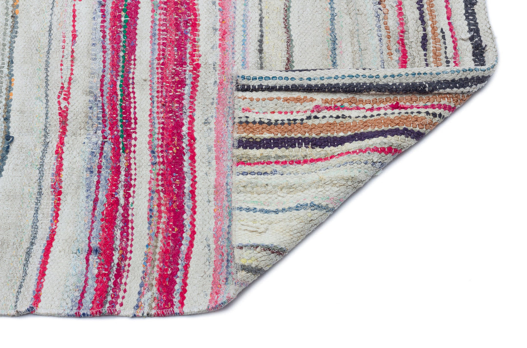 Cretan Beige Striped Wool Hand-Woven Carpet 155 x 235