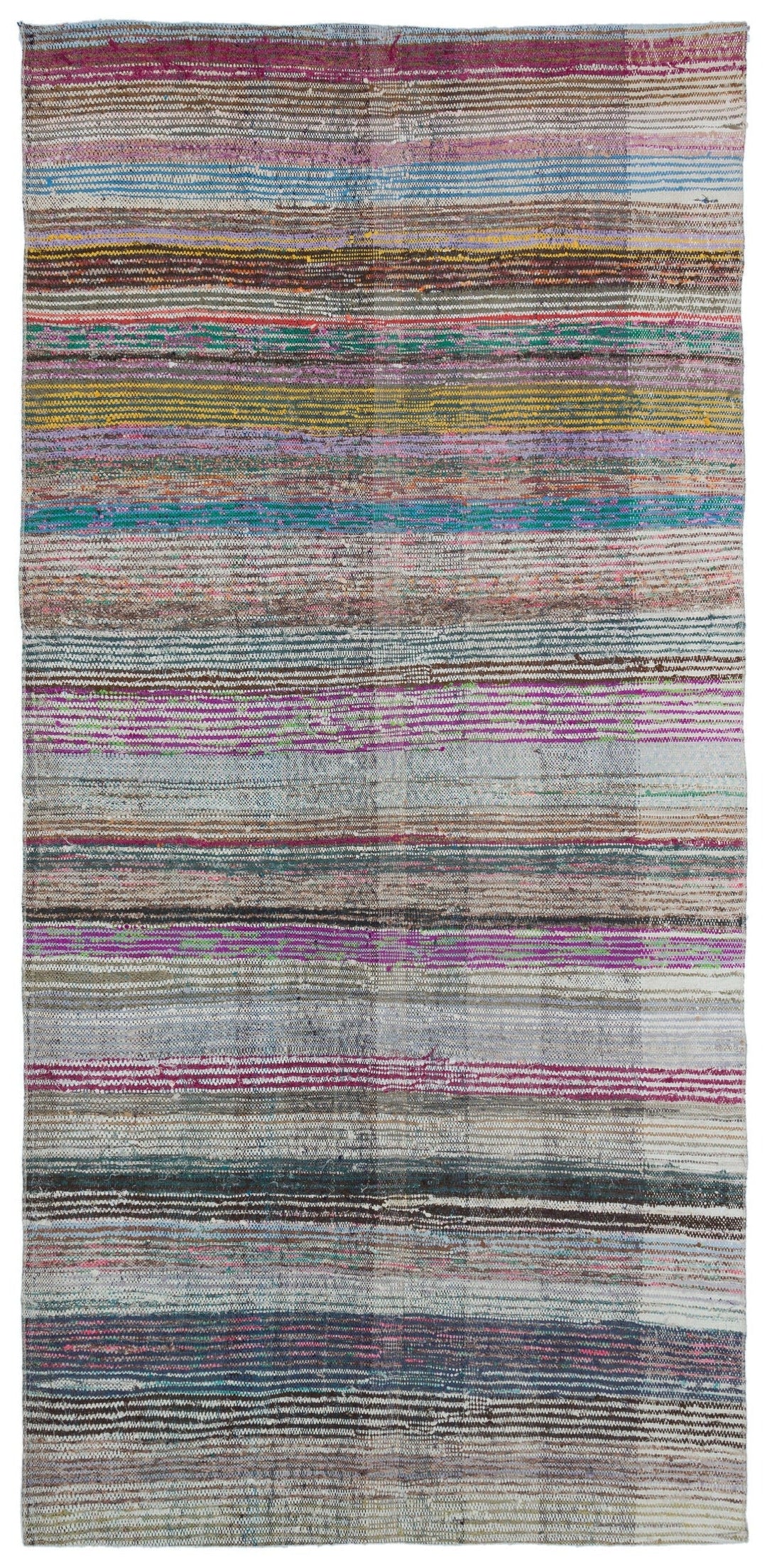 Cretan Beige Striped Wool Hand-Woven Carpet 136 x 284