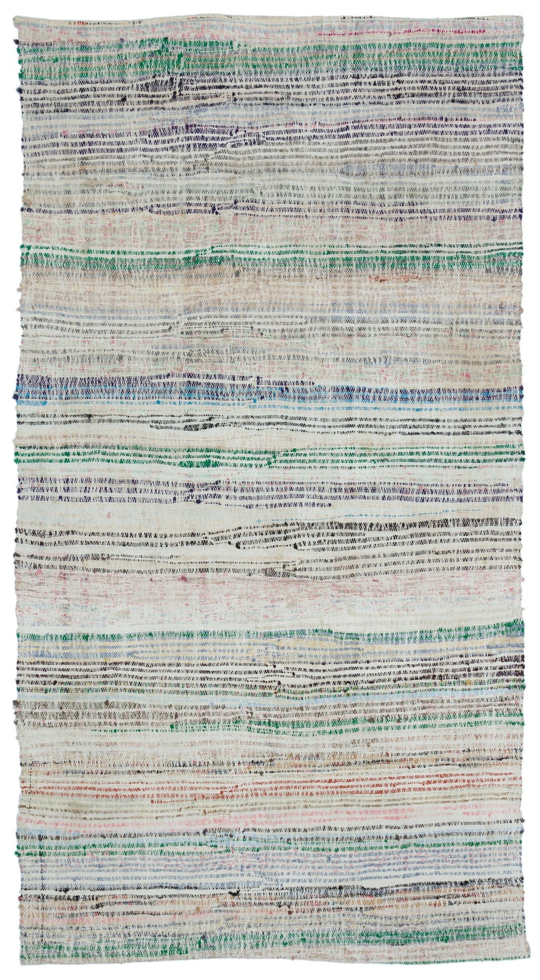 Cretan Beige Striped Wool Hand-Woven Carpet 142 x 270