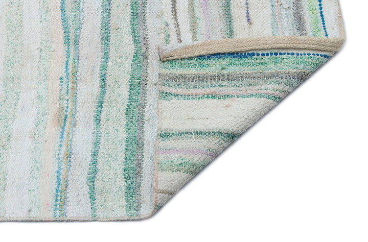 Cretan Beige Striped Wool Hand-Woven Carpet 187 x 342