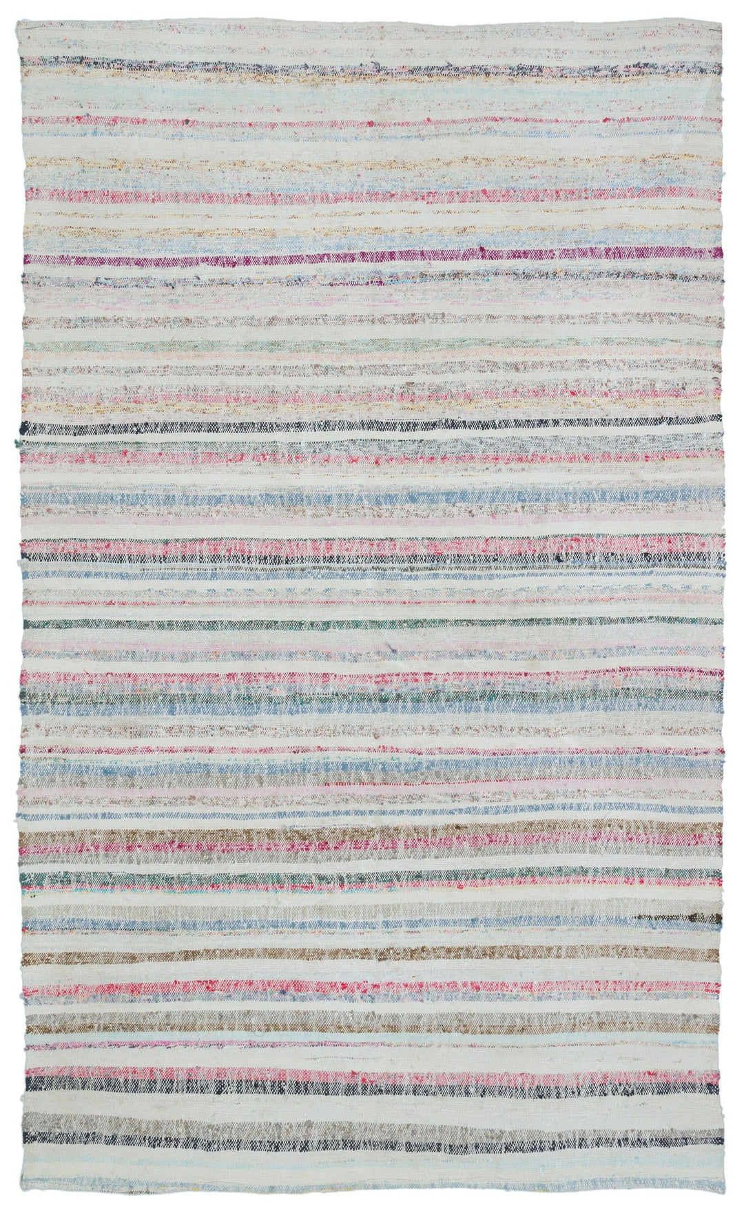Cretan Beige Striped Wool Hand-Woven Carpet 168 x 280