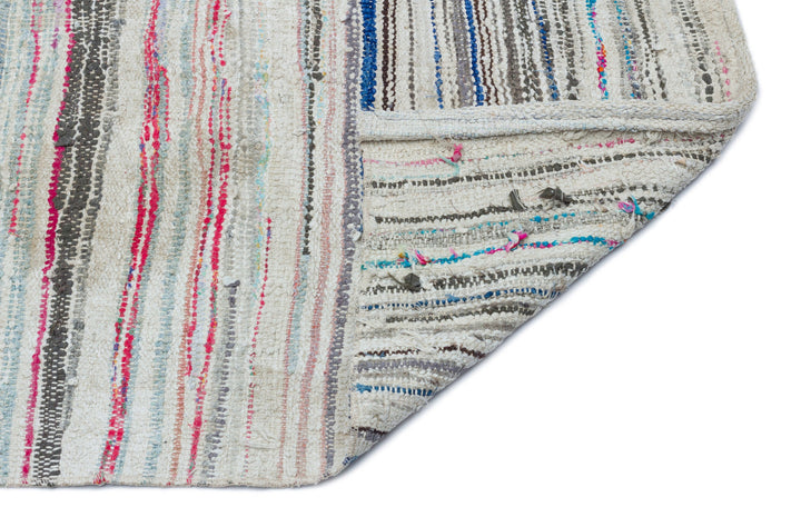 Cretan Beige Striped Wool Hand-Woven Carpet 131 x 234