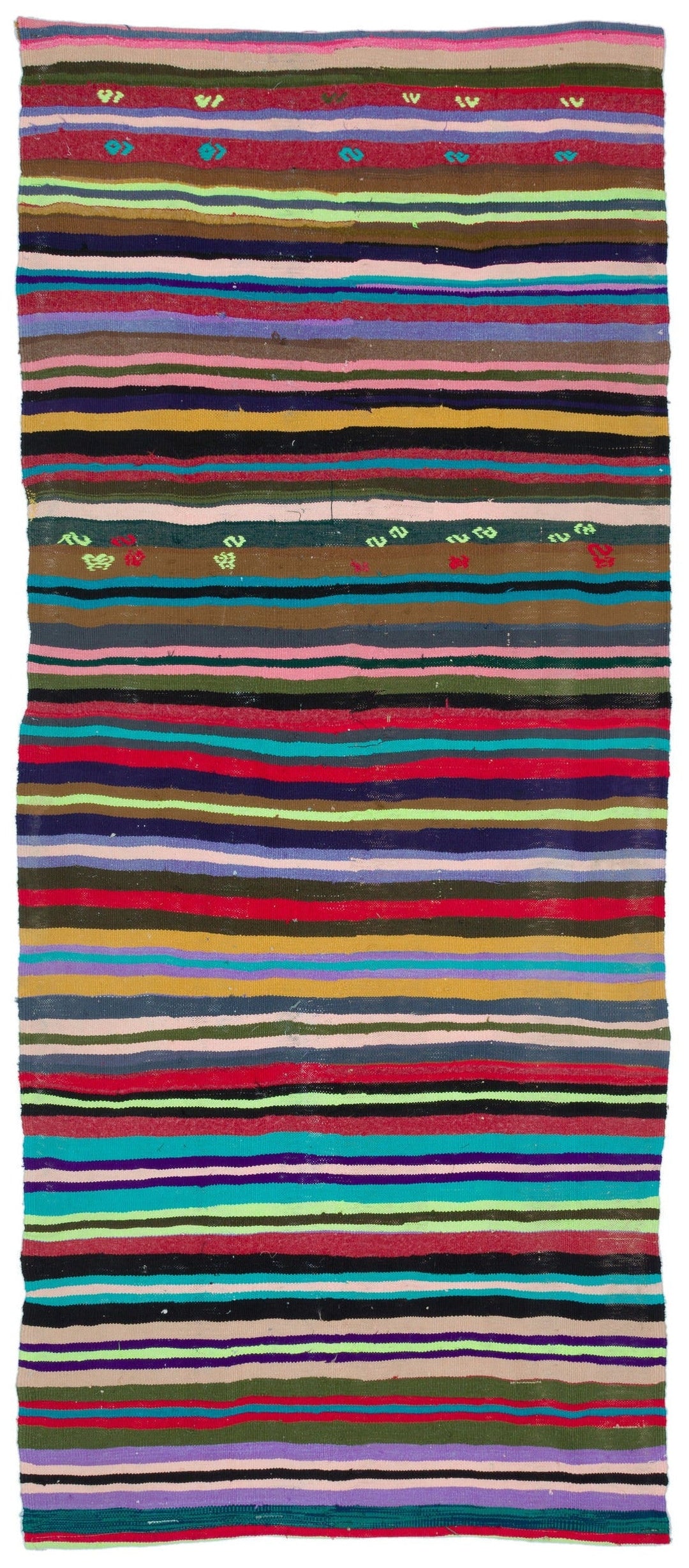 Crete Multi Striped Wool Hand Woven Carpet 126 x 300
