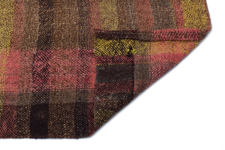 Cretan Brown Striped Wool Hand-Woven Carpet 112 x 213