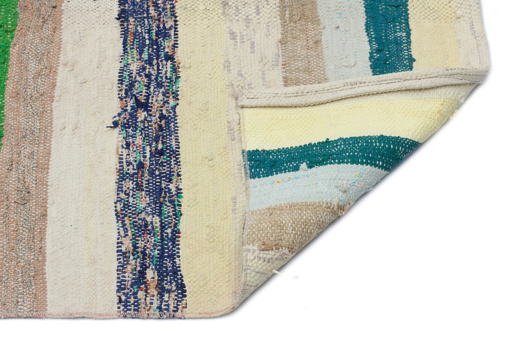 Cretan Beige Striped Wool Hand-Woven Carpet 124 x 262