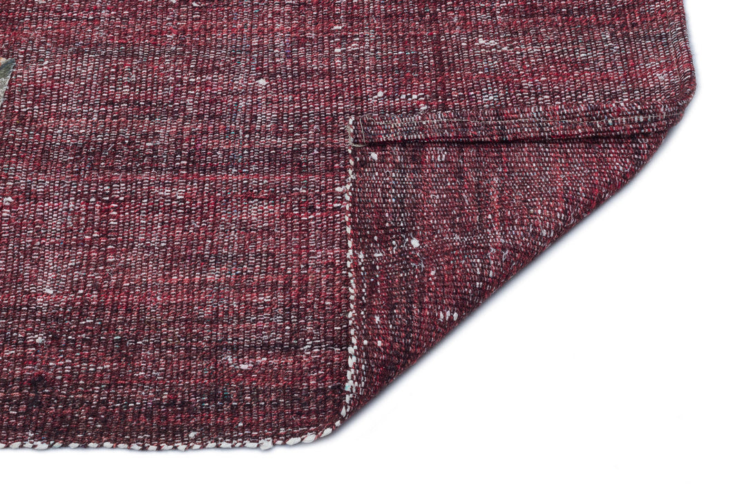 Cretan Red Striped Wool Hand-Woven Carpet 084 x 211