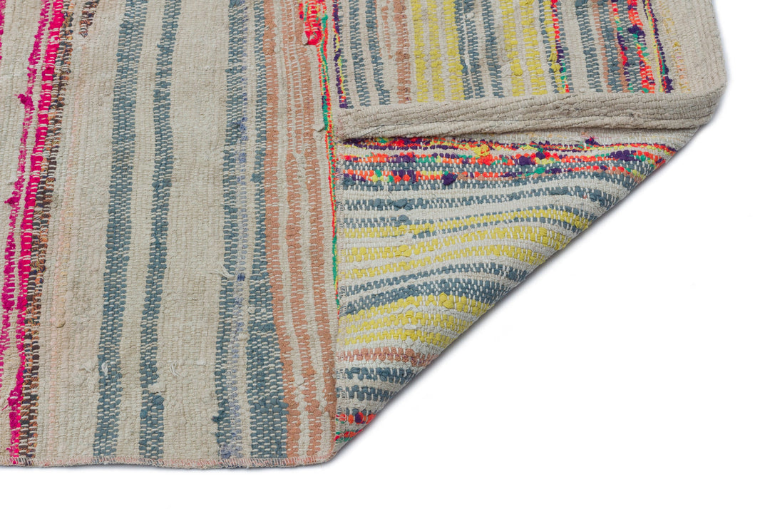 Crete 32408 Beige Striped Wool Hand Woven Carpet 142 x 300