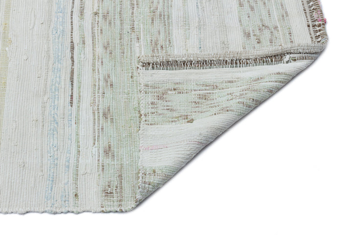 Cretan Beige Striped Wool Hand-Woven Carpet 176 x 385