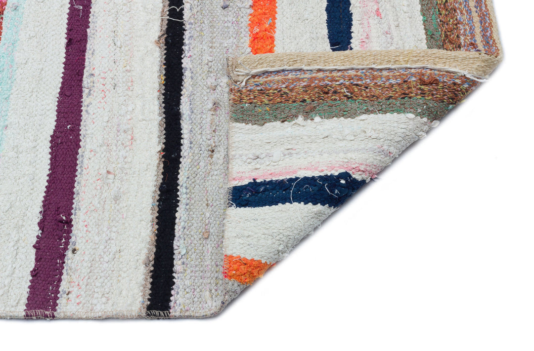 Cretan Beige Striped Wool Hand-Woven Carpet 175 x 227