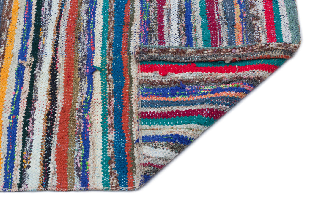 Cretan Gray Striped Wool Hand-Woven Carpet 096 x 276
