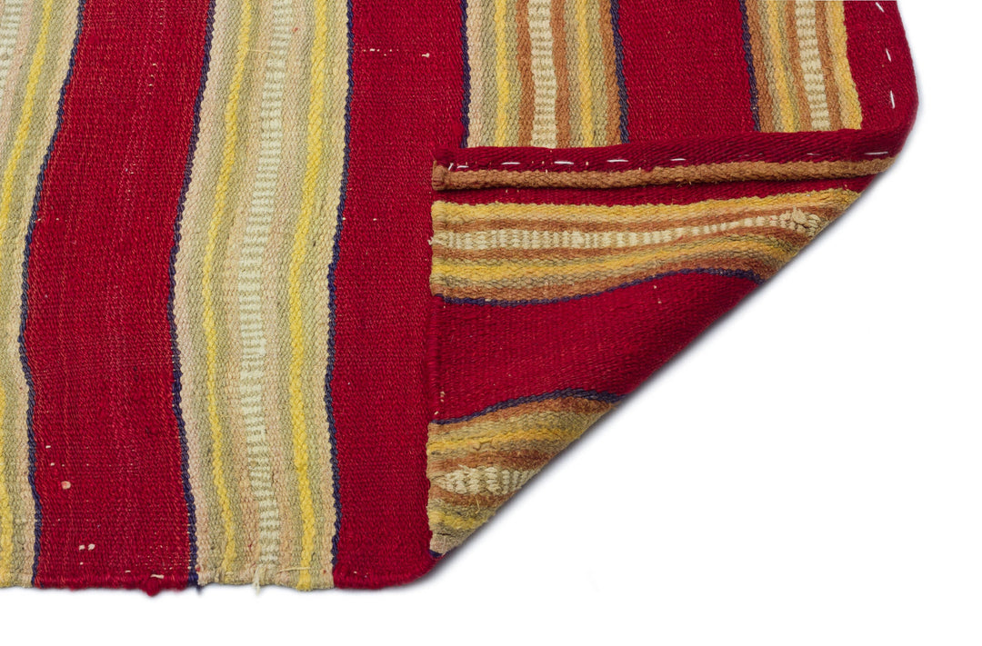 Cretan Beige Striped Wool Hand-Woven Carpet 159 x 286