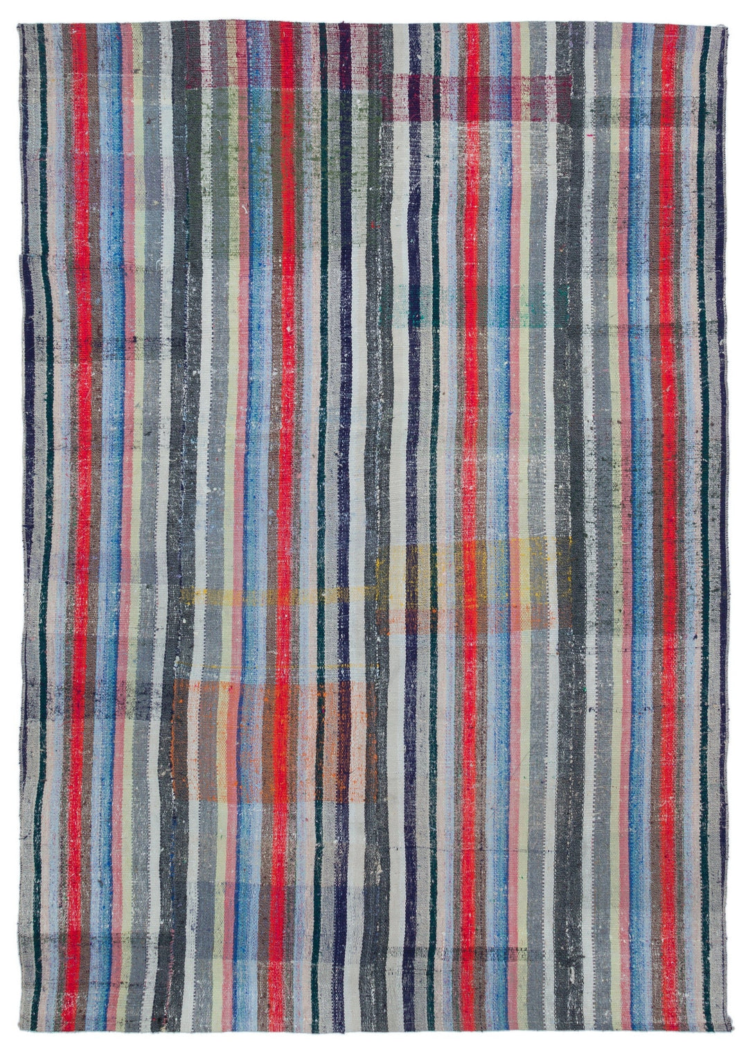 Cretan Beige Striped Wool Hand-Woven Carpet 165 x 234