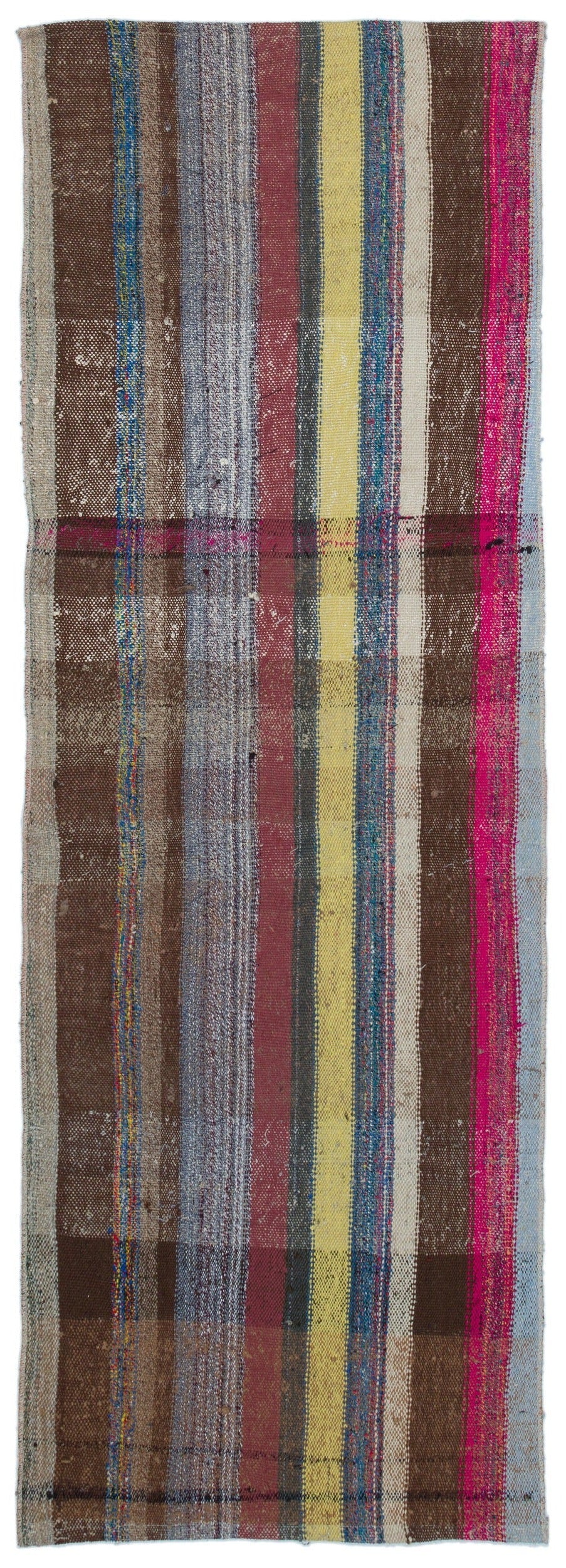 Cretan Brown Striped Wool Hand-Woven Carpet 072 x 207