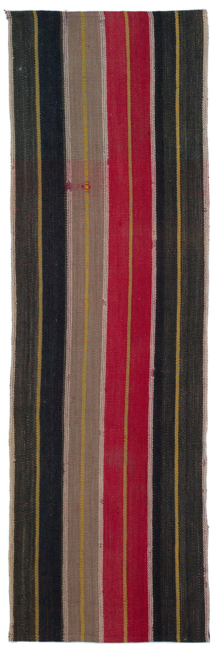 Cretan Brown Striped Wool Hand-Woven Carpet 072 x 240