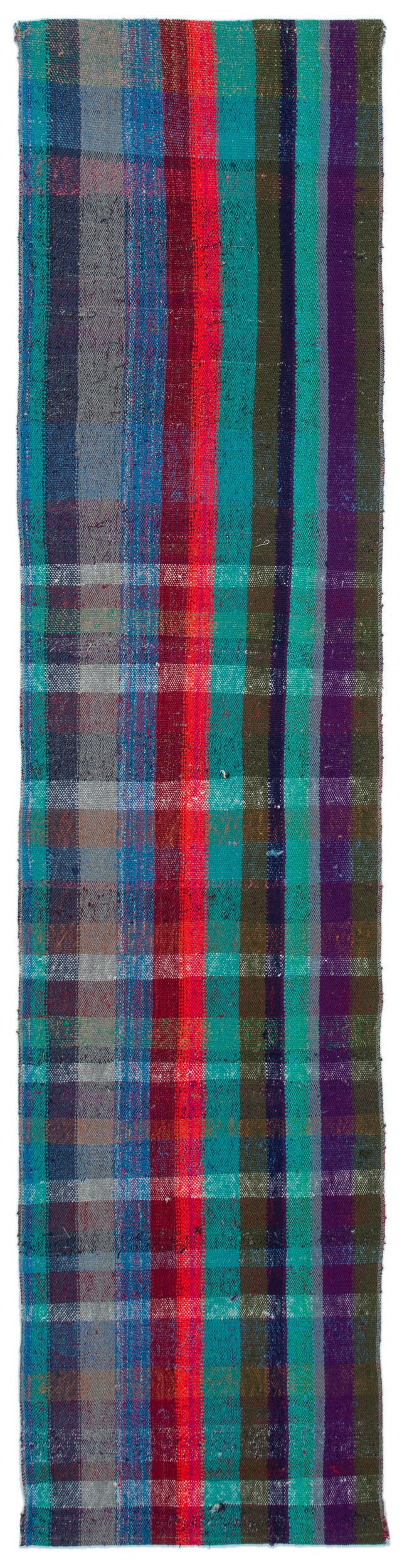 Cretan Gray Striped Wool Hand-Woven Carpet 057 x 244