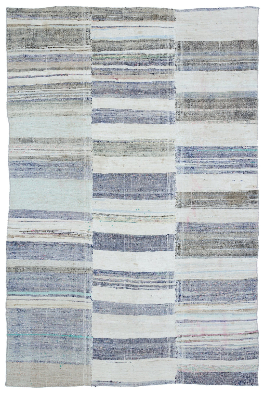 Cretan Beige Striped Wool Hand-Woven Carpet 185 x 276