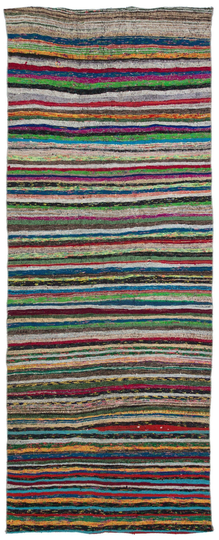 Cretan Beige Striped Wool Hand-Woven Carpet 148 x 364
