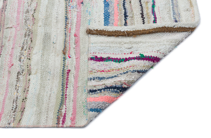 Cretan Beige Striped Wool Hand Woven Carpet 180 x 243