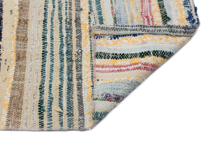 Cretan Beige Striped Wool Hand Woven Carpet 150 x 285