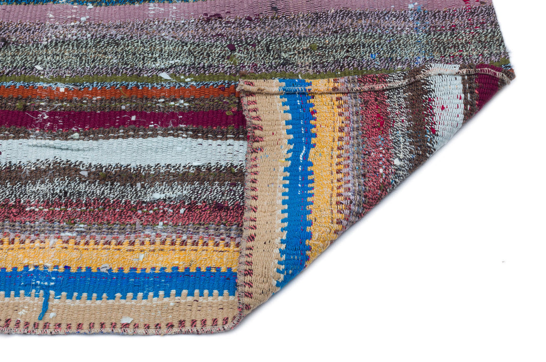 Cretan Gray Striped Wool Hand-Woven Carpet 100 x 136
