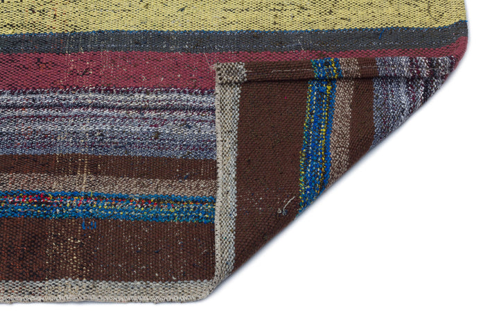 Cretan Brown Striped Wool Hand Woven Carpet 071 x 210