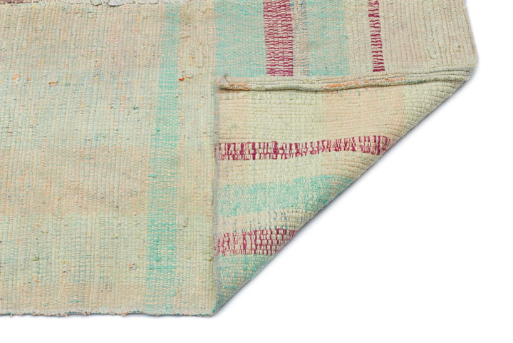 Cretan Beige Striped Wool Hand-Woven Rug 193 x 171