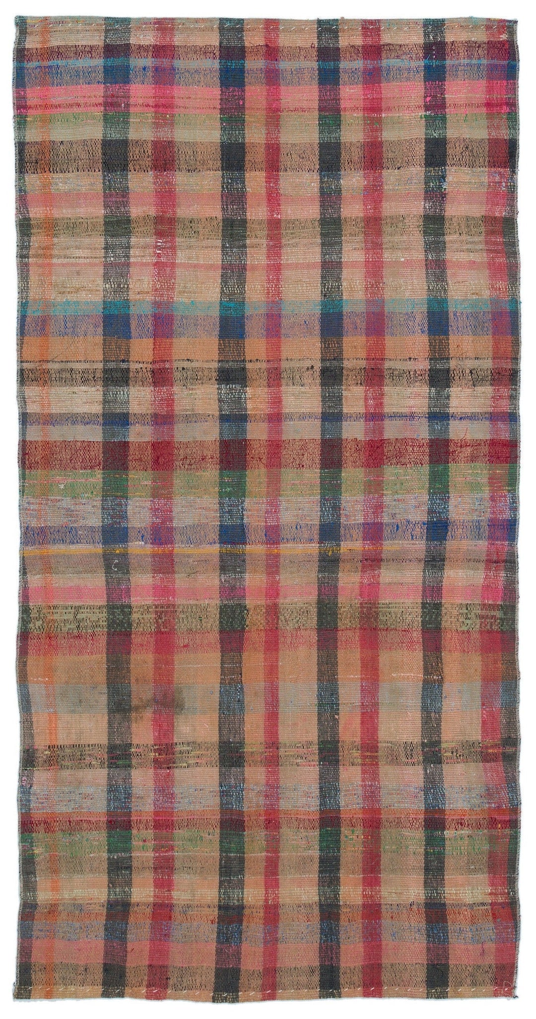 Cretan Brown Striped Wool Hand Woven Carpet 110 x 216
