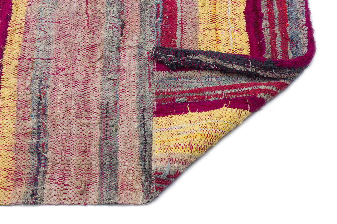 Cretan Pink Striped Wool Hand-Woven Carpet 113 x 255