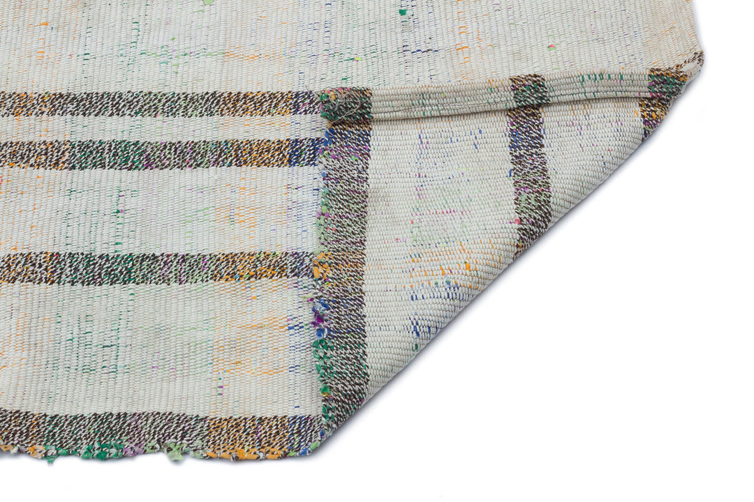 Cretan Beige Striped Wool Hand-Woven Carpet 104 x 270