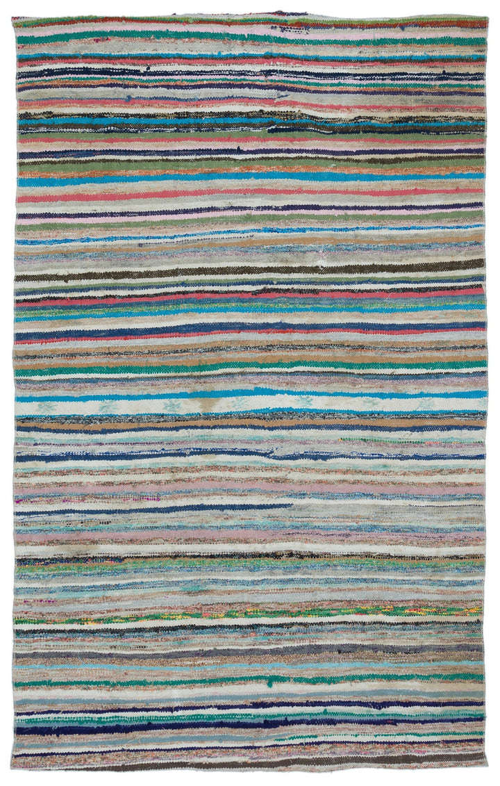 Cretan Beige Striped Wool Hand Woven Carpet 160 x 250