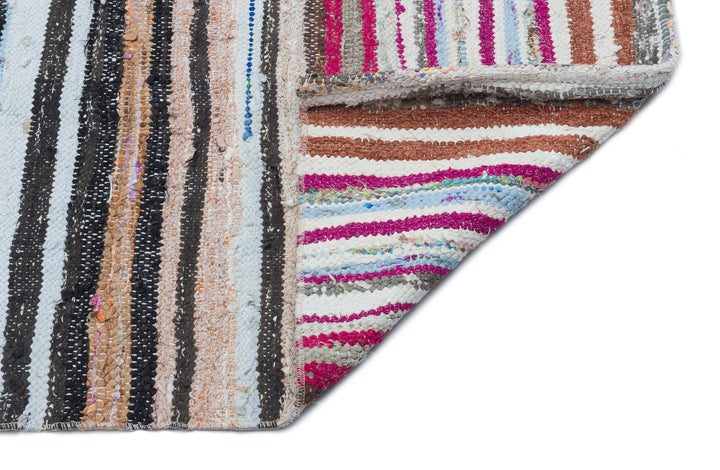 Cretan Beige Striped Wool Hand-Woven Rug 193 x 300